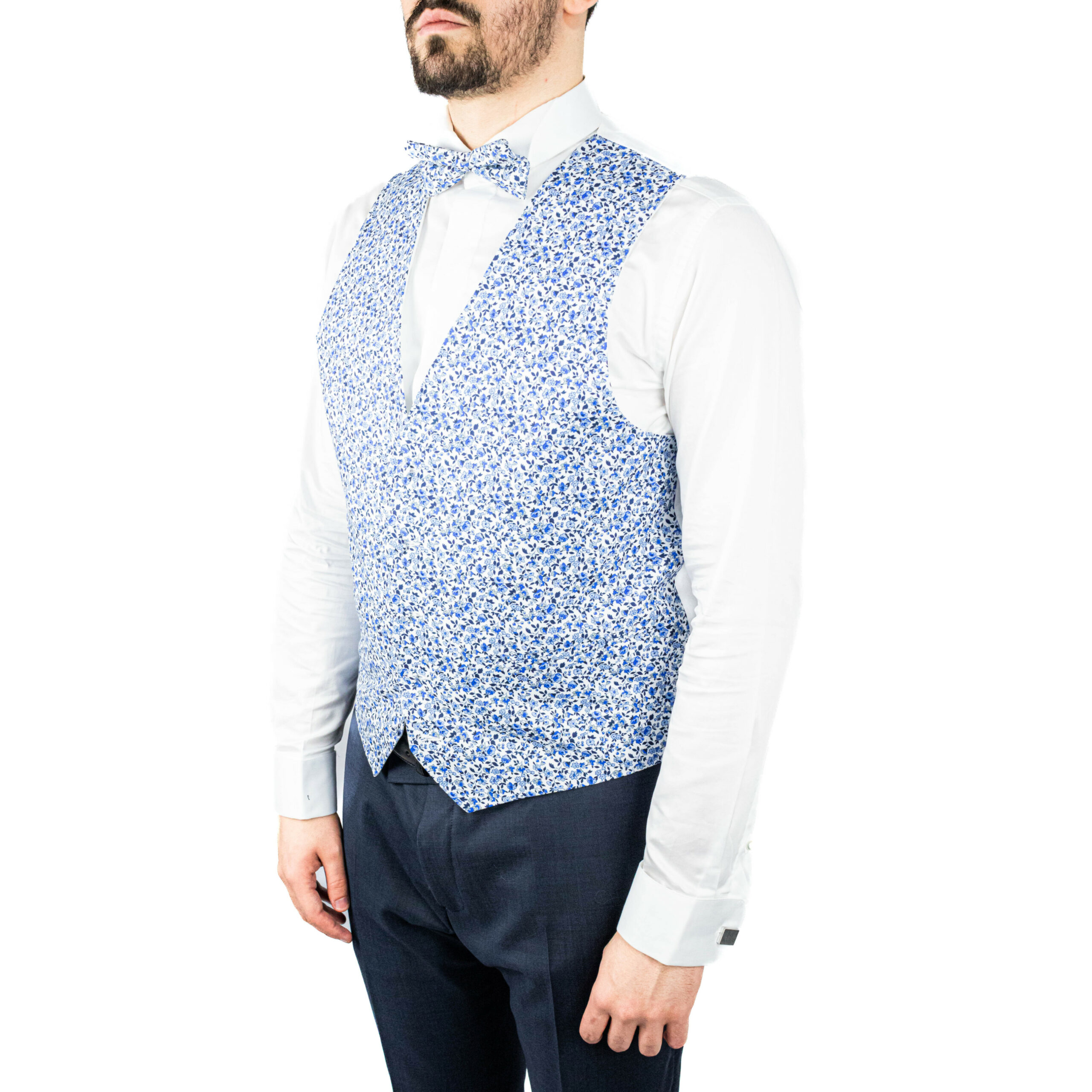 fleur bleu face carre